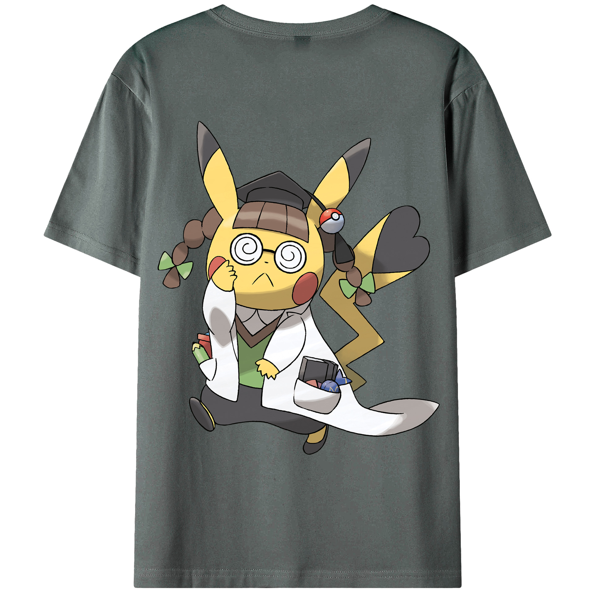 （画像用） ポケットモンスター Pokémon 綿100％ メンズ半袖Tシャツ（バックプリント） 通気性